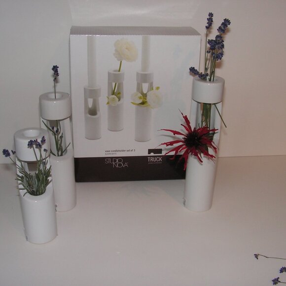 Mikasa Truck Bloom Set of 3 Vases White Ceramic - Picture 3 of 16